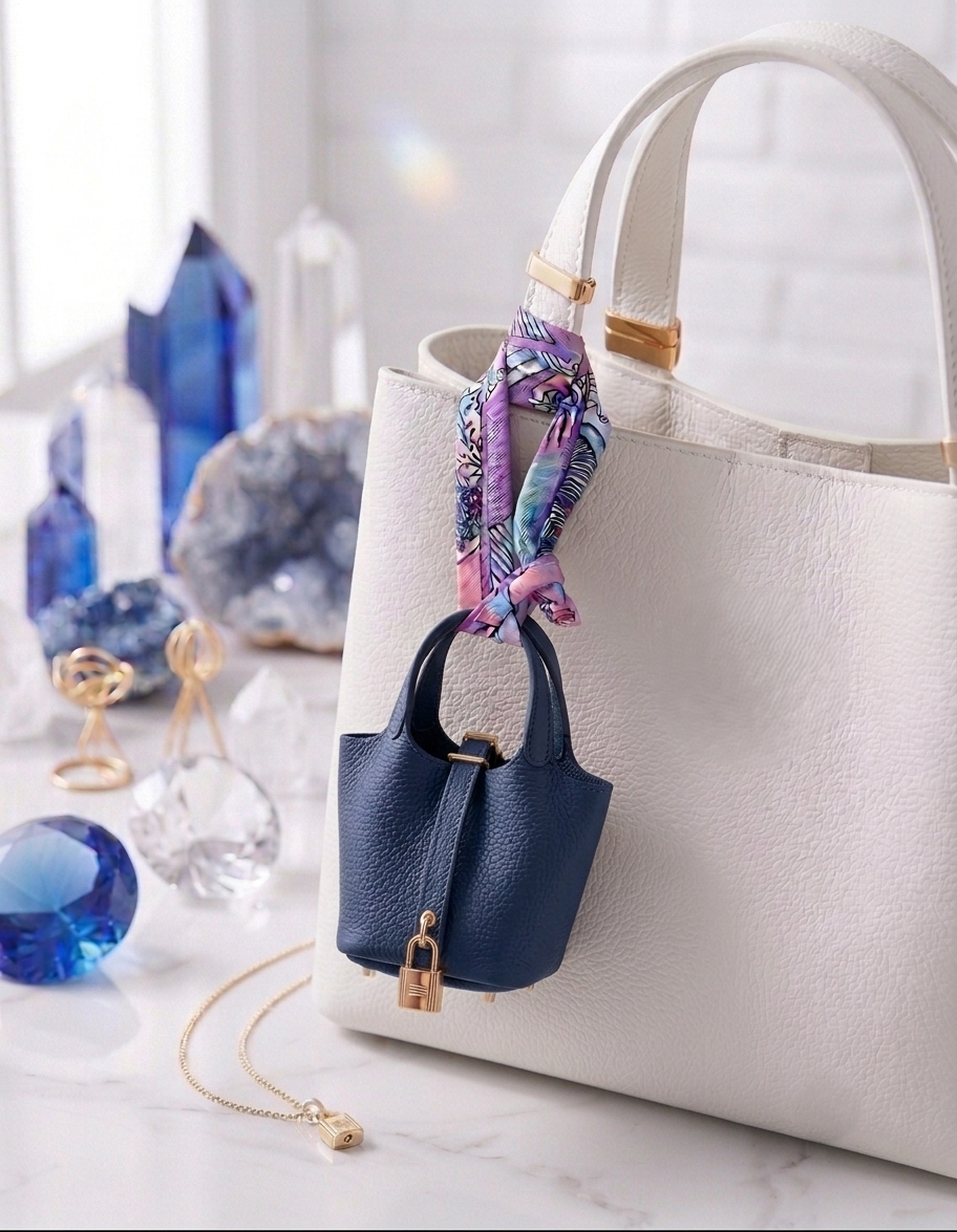 Mini leather Bag Charm for Handbags – Picotin Style Micro Bucket Purse Pendant