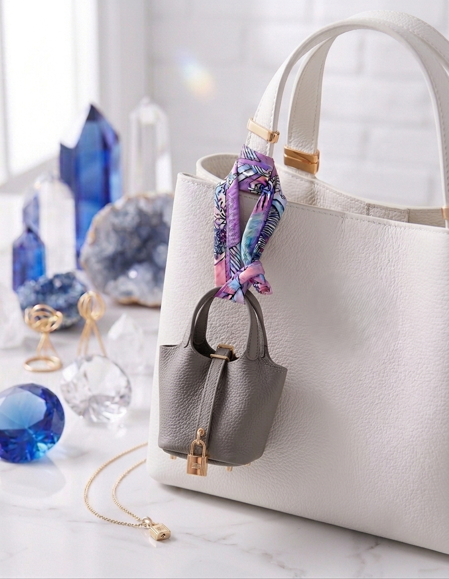 Mini leather Bag Charm for Handbags – Picotin Style Micro Bucket Purse Pendant