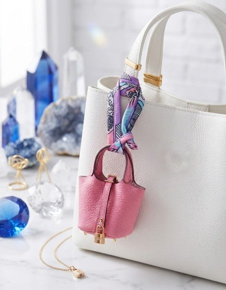 Mini leather Bag Charm for Handbags – Picotin Style Micro Bucket Purse Pendant